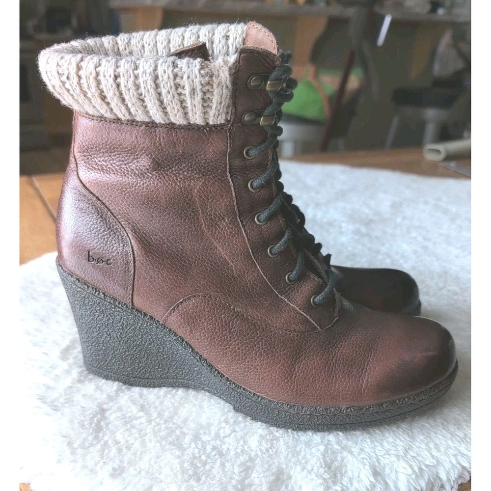 Boc Womens Brown Elda Platform‎ Wedge Heel Booties Knit Shoes Sz 9 US  40.5 EU
